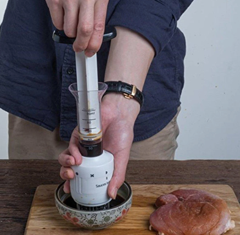 2-in-1 Needle Meat Tenderizer & Marinade Injector – Sharp Blades Steak Tenderizer Tool