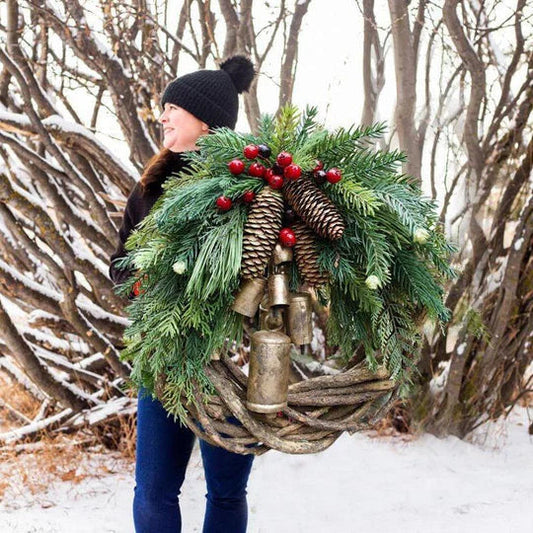 Farmhouse Christmas Wreath, Boho Wreath, Holiday Wreath