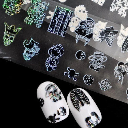 Dancingnail Nail Sticker Halloween Skull Head Punk Style Zombie Design