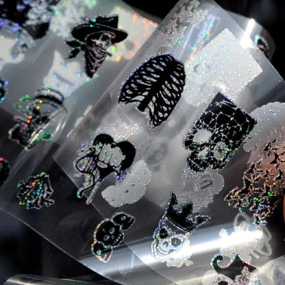 Dancingnail Nail Sticker Halloween Skull Head Punk Style Zombie Design