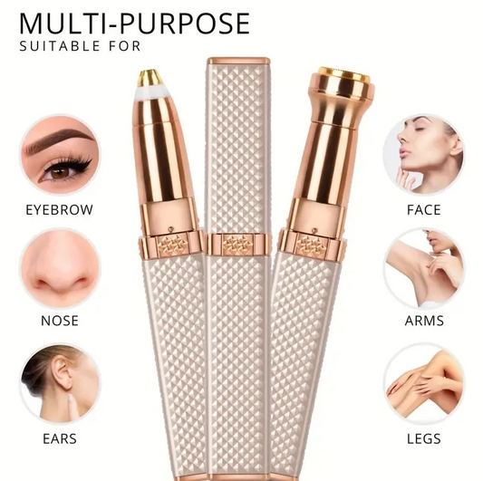 Painless Eyebrow Razor & Hair Shaver with LED Light, Rechargeable 2-in-1 Facial Hair Trimmer for Women & Men