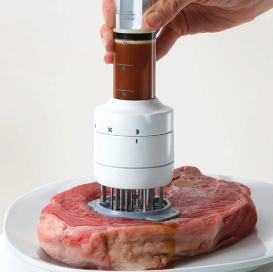 2-in-1 Needle Meat Tenderizer & Marinade Injector – Sharp Blades Steak Tenderizer Tool