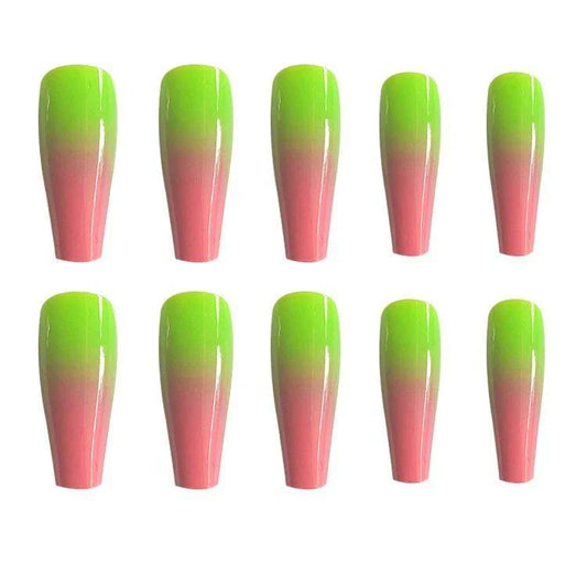 24 Pcs/Set Reusable DIY Full Cover False Nail Tips Coffin Nails Long Ballerina Half French Nails