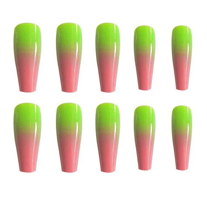 24 Pcs/Set Reusable DIY Full Cover False Nail Tips Coffin Nails Long Ballerina Half French Nails