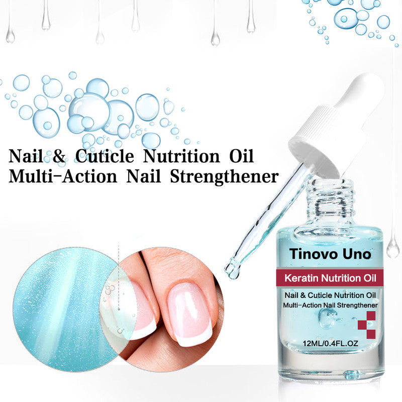 Tinovo Uno Keratin Nail Cuticle Oil, 12ml Nutrient Nail Strengthener, Nail Revitalizer Serum for Repair Care Nails Feet