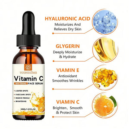 Vitamin C Facial Essence with Hyaluronic Acid, Dark Spot Remover & Anti-Aging Moisturizing Repair Serum