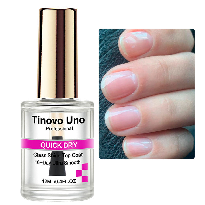 Tinovo Uno Quick Dry Top Coat, Ultra Shine Normal Nail Polish Finish, 15ML Nail Repair Care Calcium Protein Natural Dry