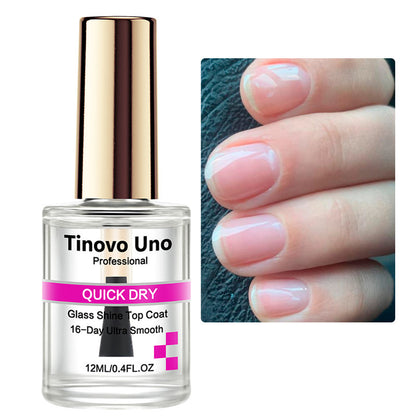 Tinovo Uno Quick Dry Top Coat, Ultra Shine Normal Nail Polish Finish, 15ML Nail Repair Care Calcium Protein Natural Dry