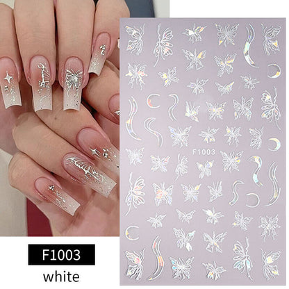 3D Nail Sticker Star Heart Silver Moon Self-Adhesive Sliders Manicure Nail Decal