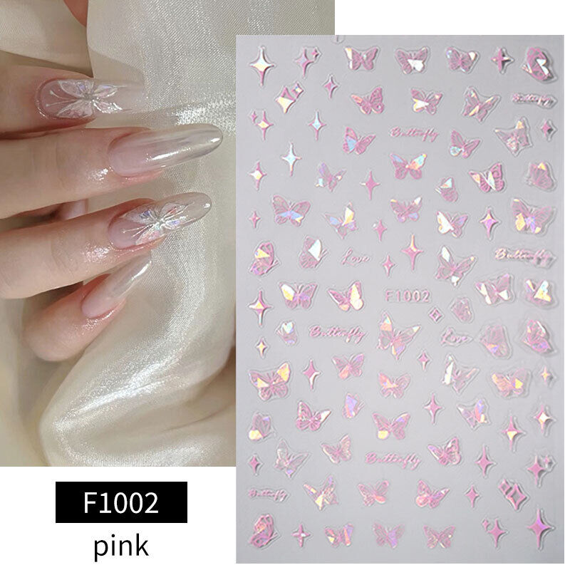 3D Nail Sticker Star Heart Silver Moon Self-Adhesive Sliders Manicure Nail Decal