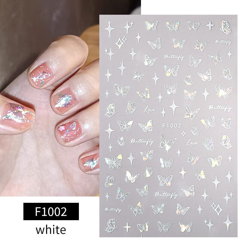 3D Nail Sticker Star Heart Silver Moon Self-Adhesive Sliders Manicure Nail Decal