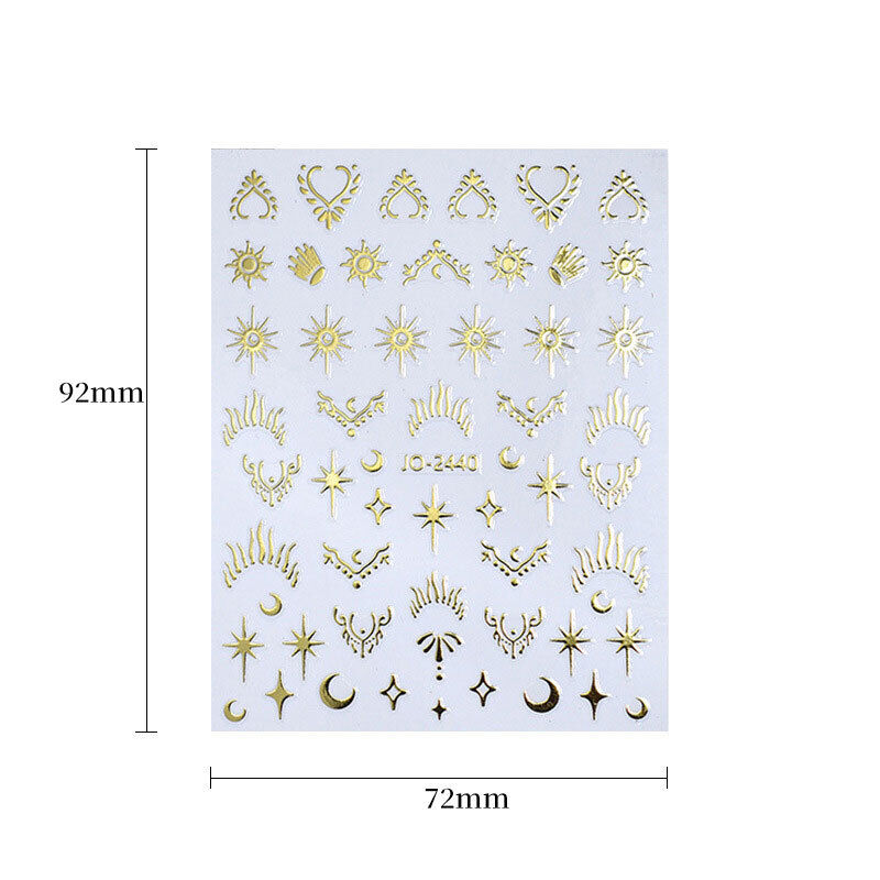 3D Nail Sticker Star Heart Silver Moon Self-Adhesive Sliders Manicure Nail Decal