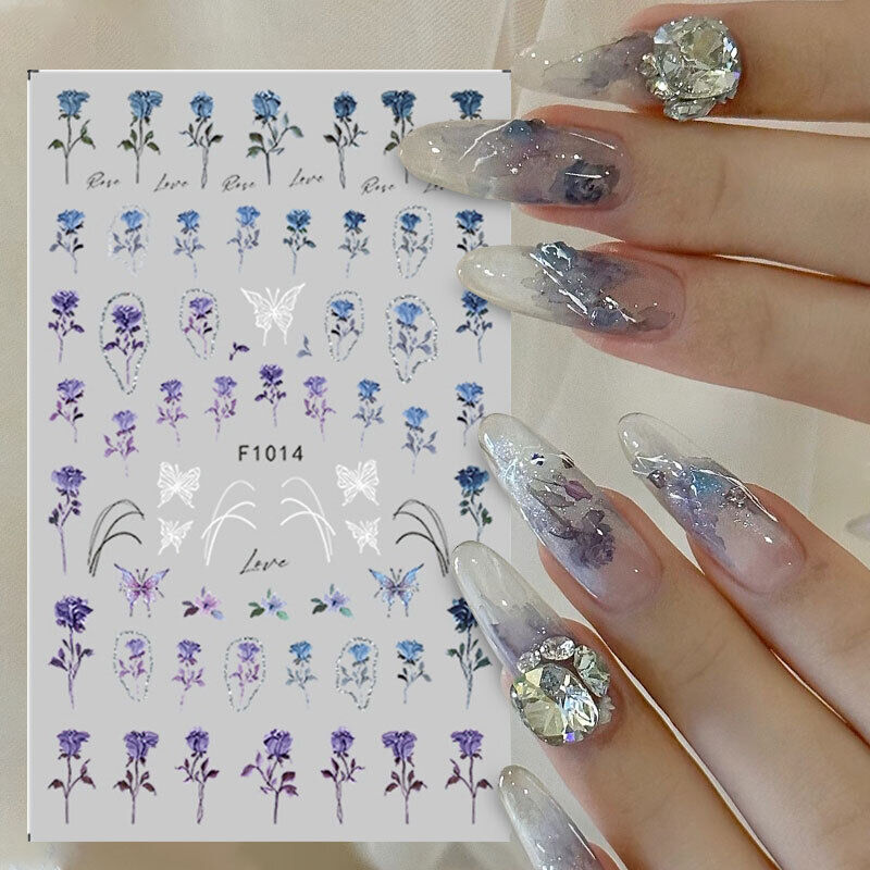 3D Nail Sticker Star Heart Silver Moon Self-Adhesive Sliders Manicure Nail Decal