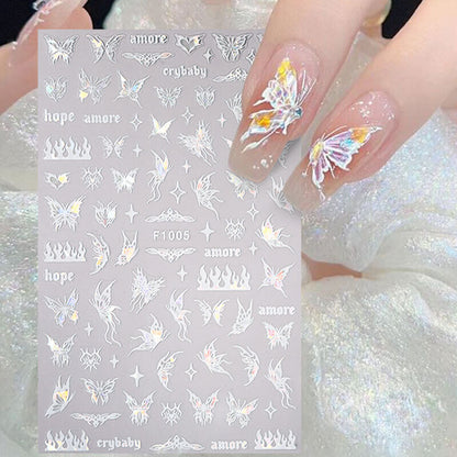 3D Nail Sticker Star Heart Silver Moon Self-Adhesive Sliders Manicure Nail Decal