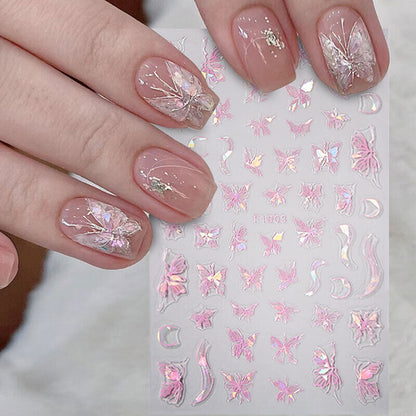 3D Nail Sticker Star Heart Silver Moon Self-Adhesive Sliders Manicure Nail Decal