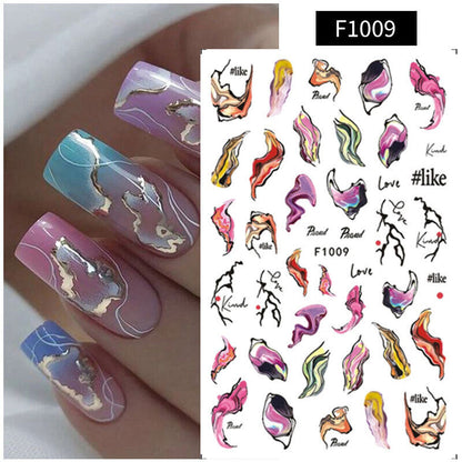 3D Nail Sticker Star Heart Silver Moon Self-Adhesive Sliders Manicure Nail Decal